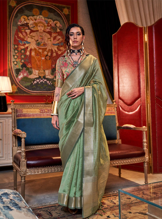 Green Knoorie Moss chiffon Seasons saree