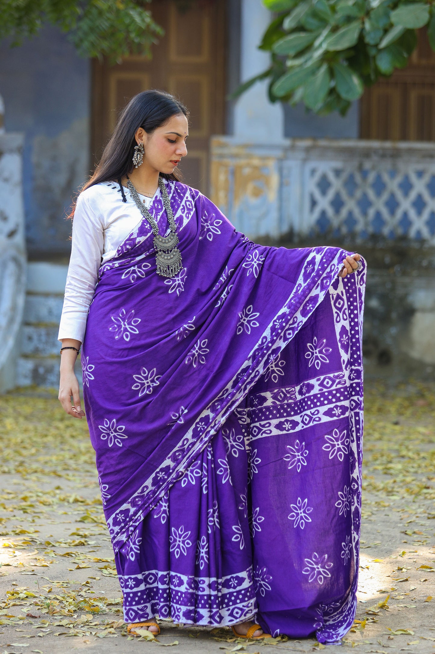 Pure Khadi Cotton Handwoven Purple Saree