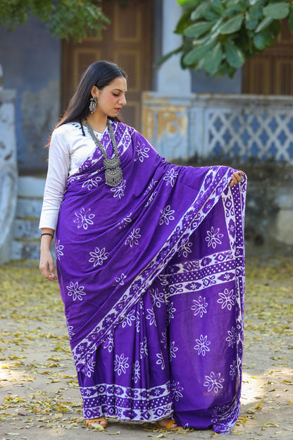 Pure Khadi Cotton Handwoven Purple Saree