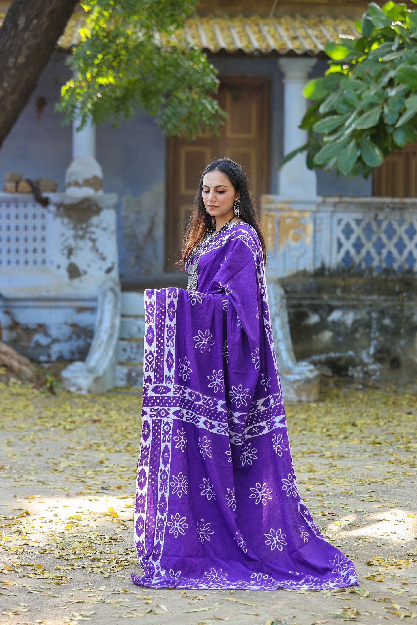 Pure Khadi Cotton Handwoven Purple Saree