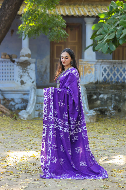 Pure Khadi Cotton Handwoven Purple Saree