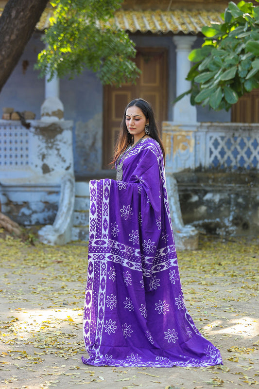 Pure Khadi Cotton Handwoven Purple Saree