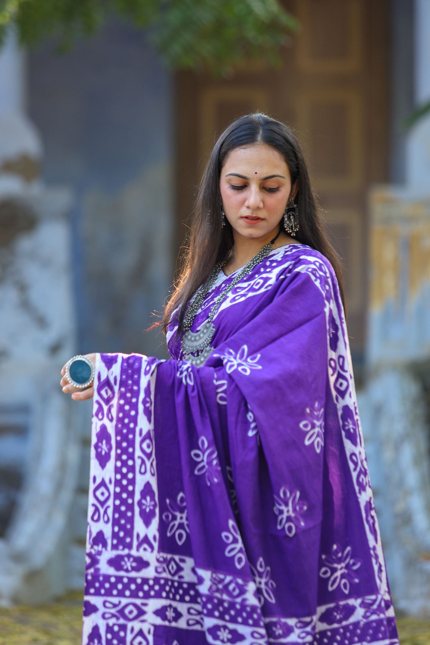 Pure Khadi Cotton Handwoven Purple Saree