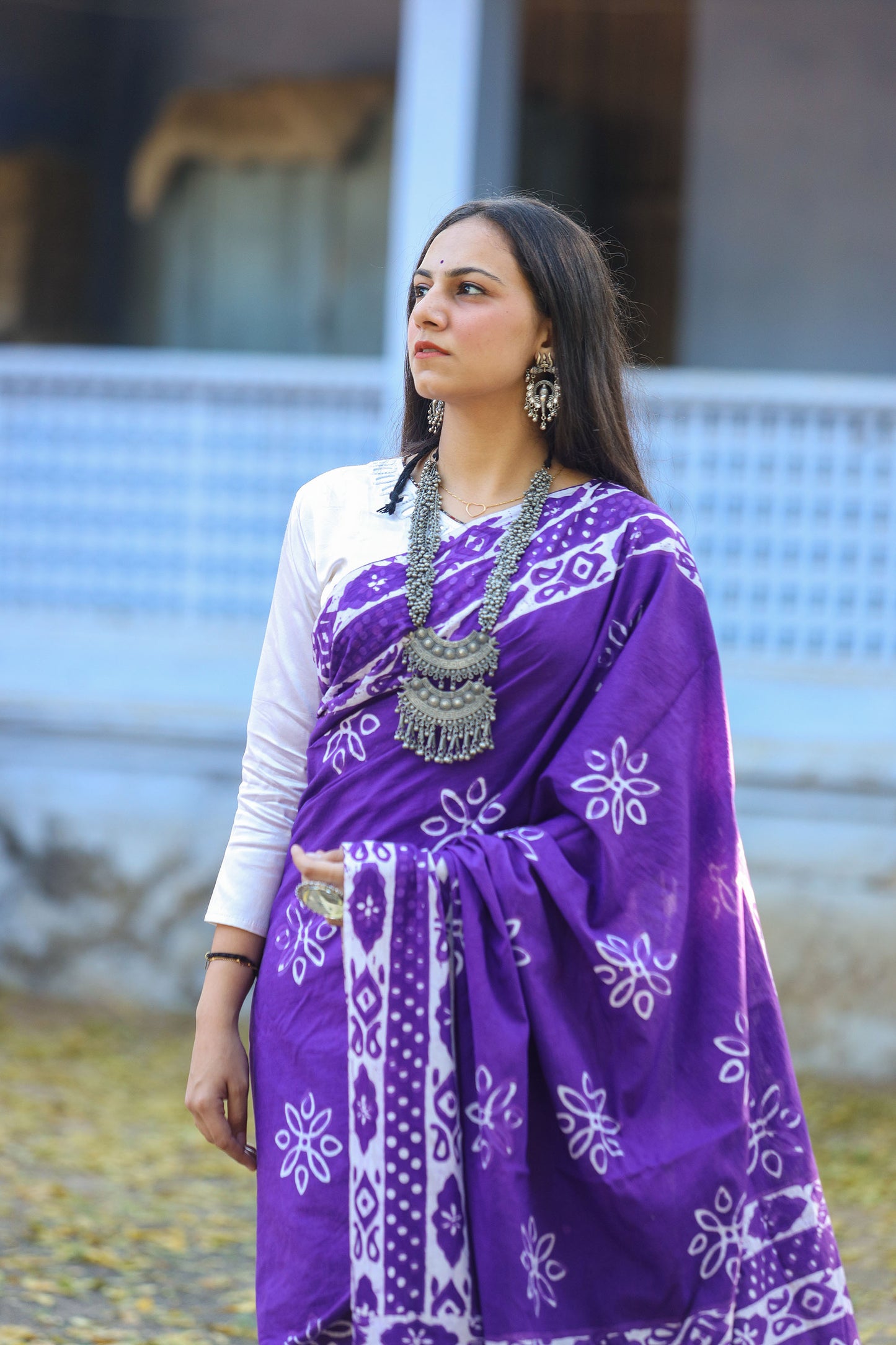 Pure Khadi Cotton Handwoven Purple Saree