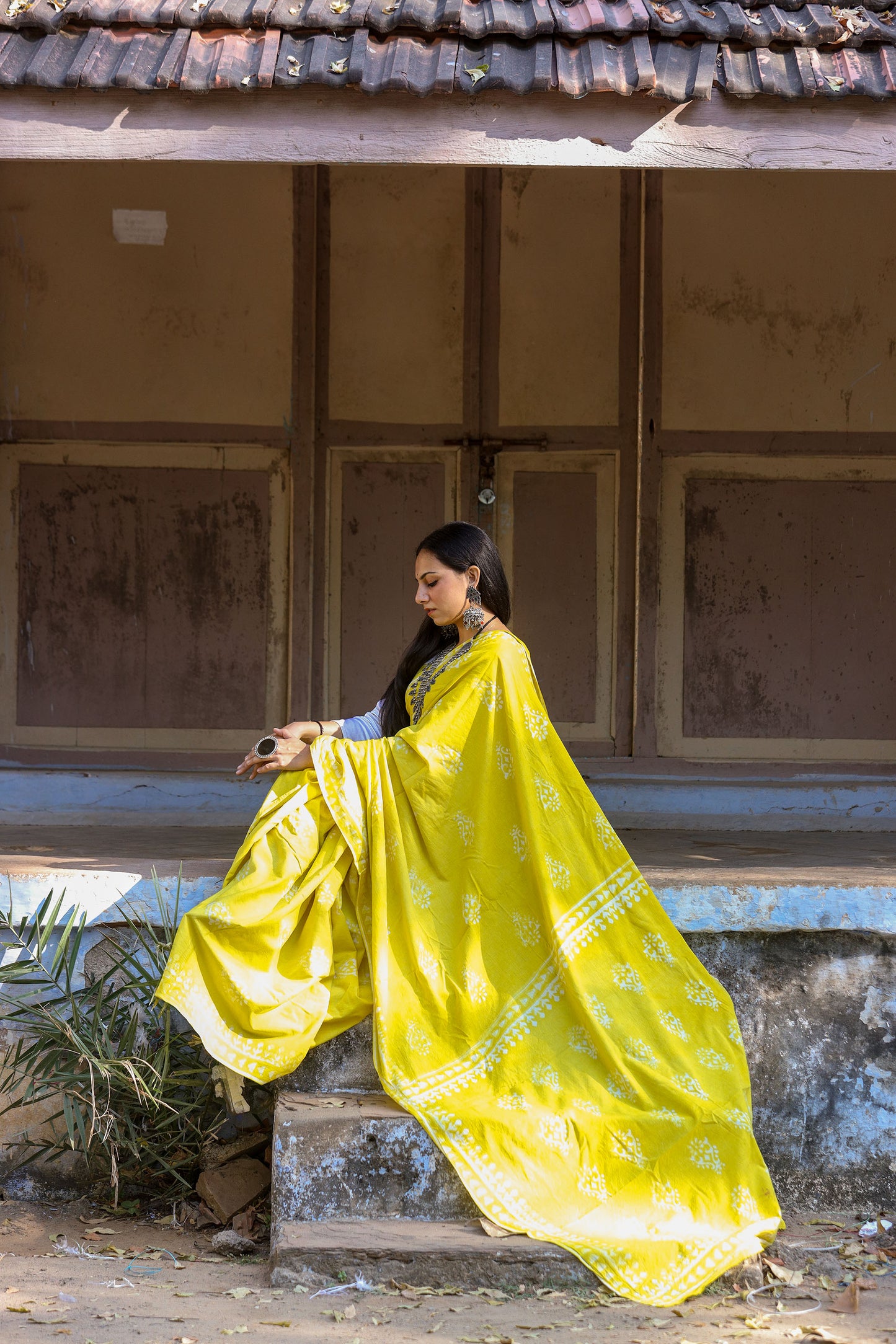 Pure Khadi Cotton Handwoven Lemon Green Saree