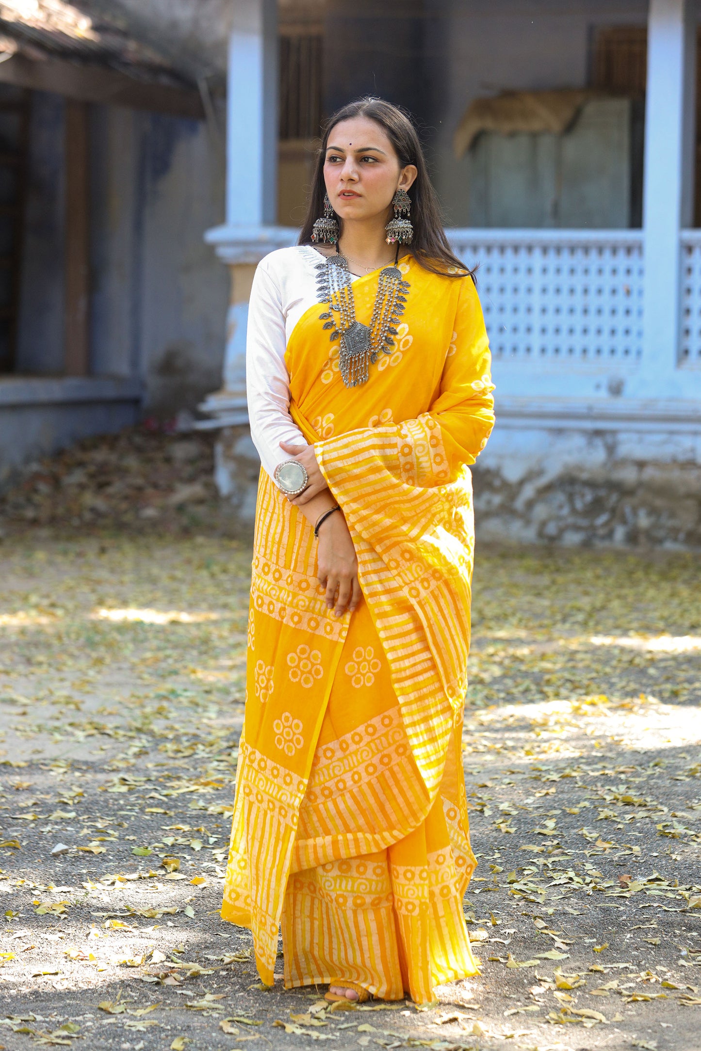 Pure Khadi Cotton Handwoven Yellow Saree