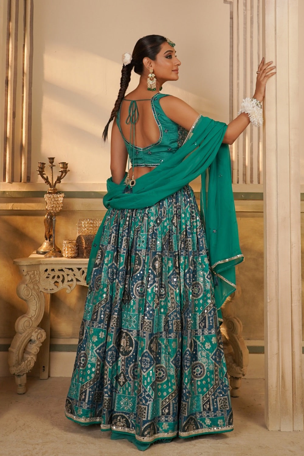 Sea Green Banarsi Silk Lehenga