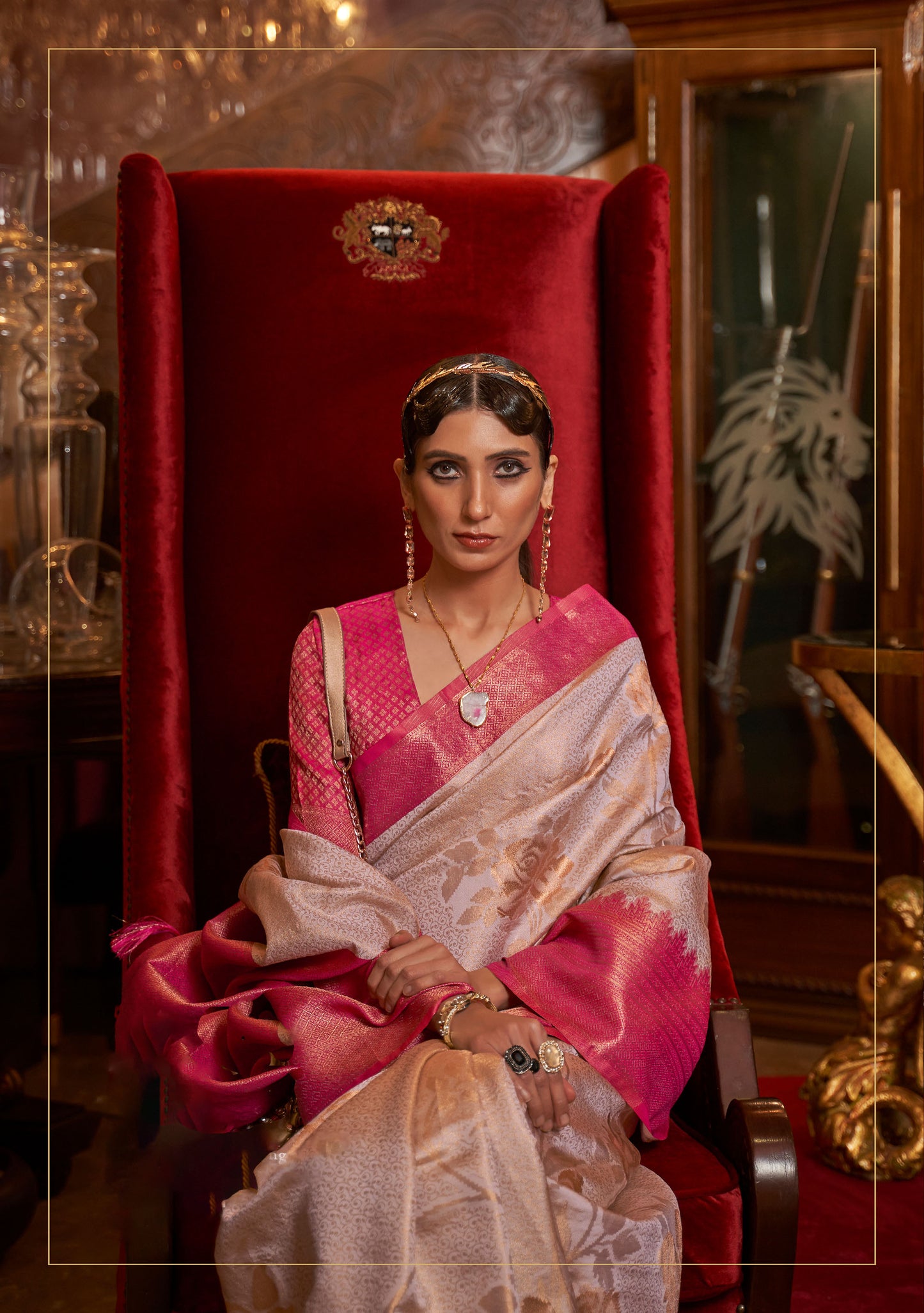 Off white Kshimmer Silk Handloom Saree