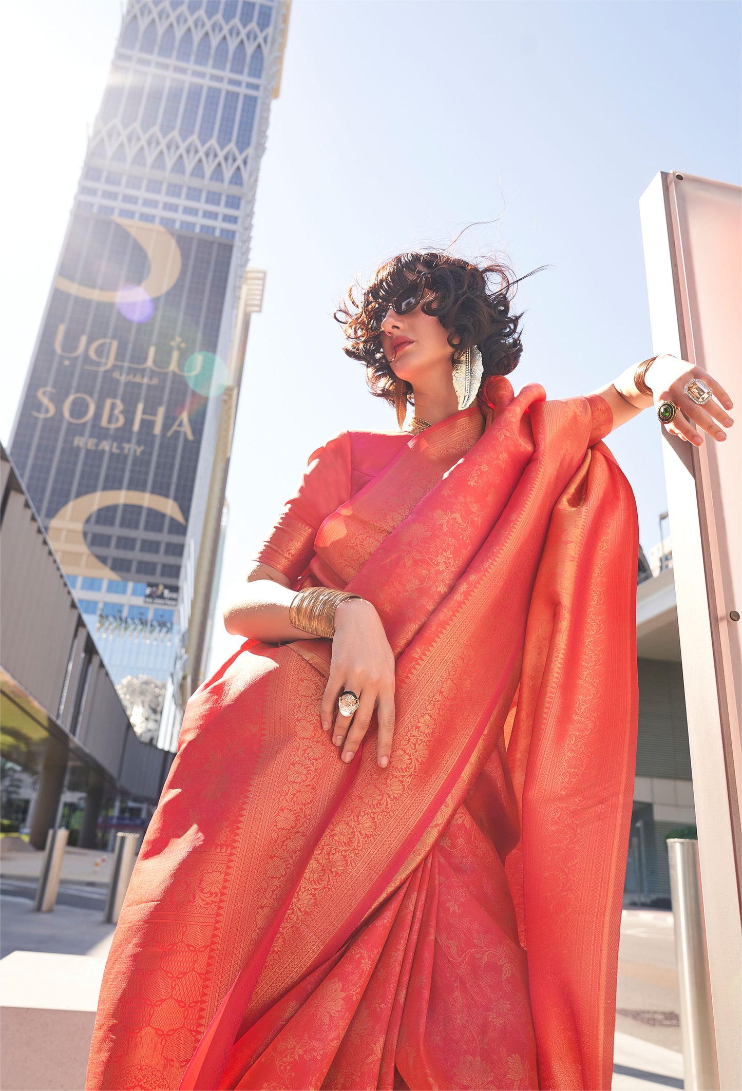 Orange Kzainaab Handloom Silk Saree