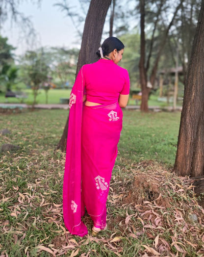 Amber and Ahom elegance Pink Saree