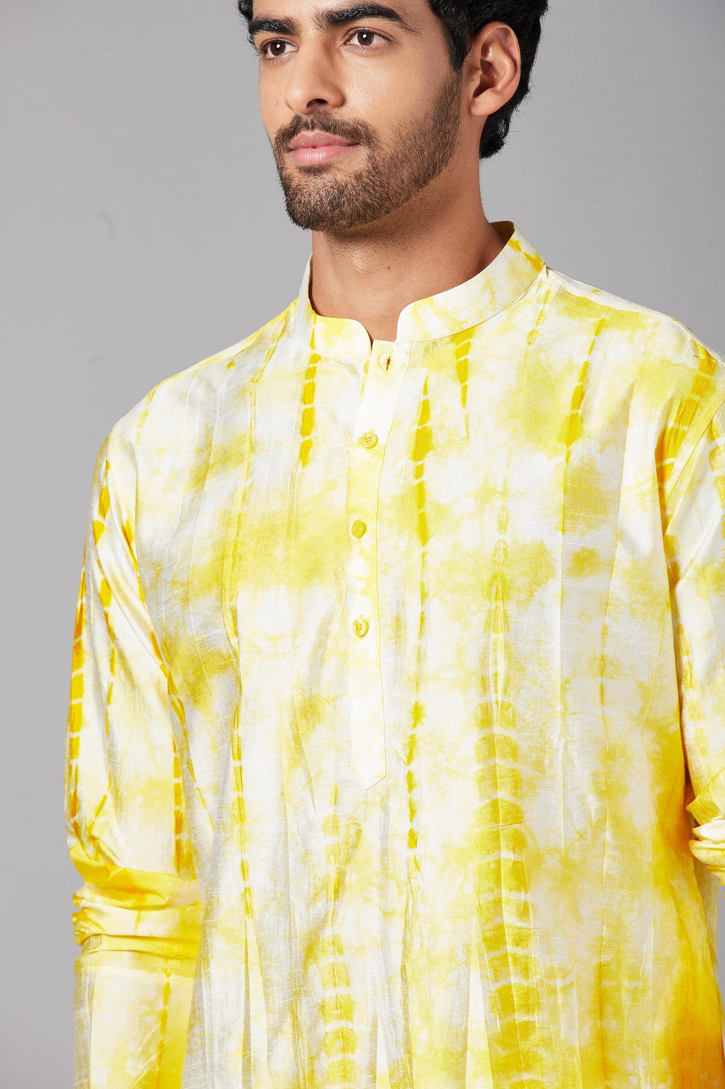 Yellow Raw Silk Bandhani Festive ( only Kurta )