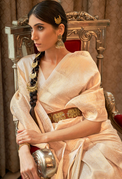 Beige Kaabha Silk Handloom Saree