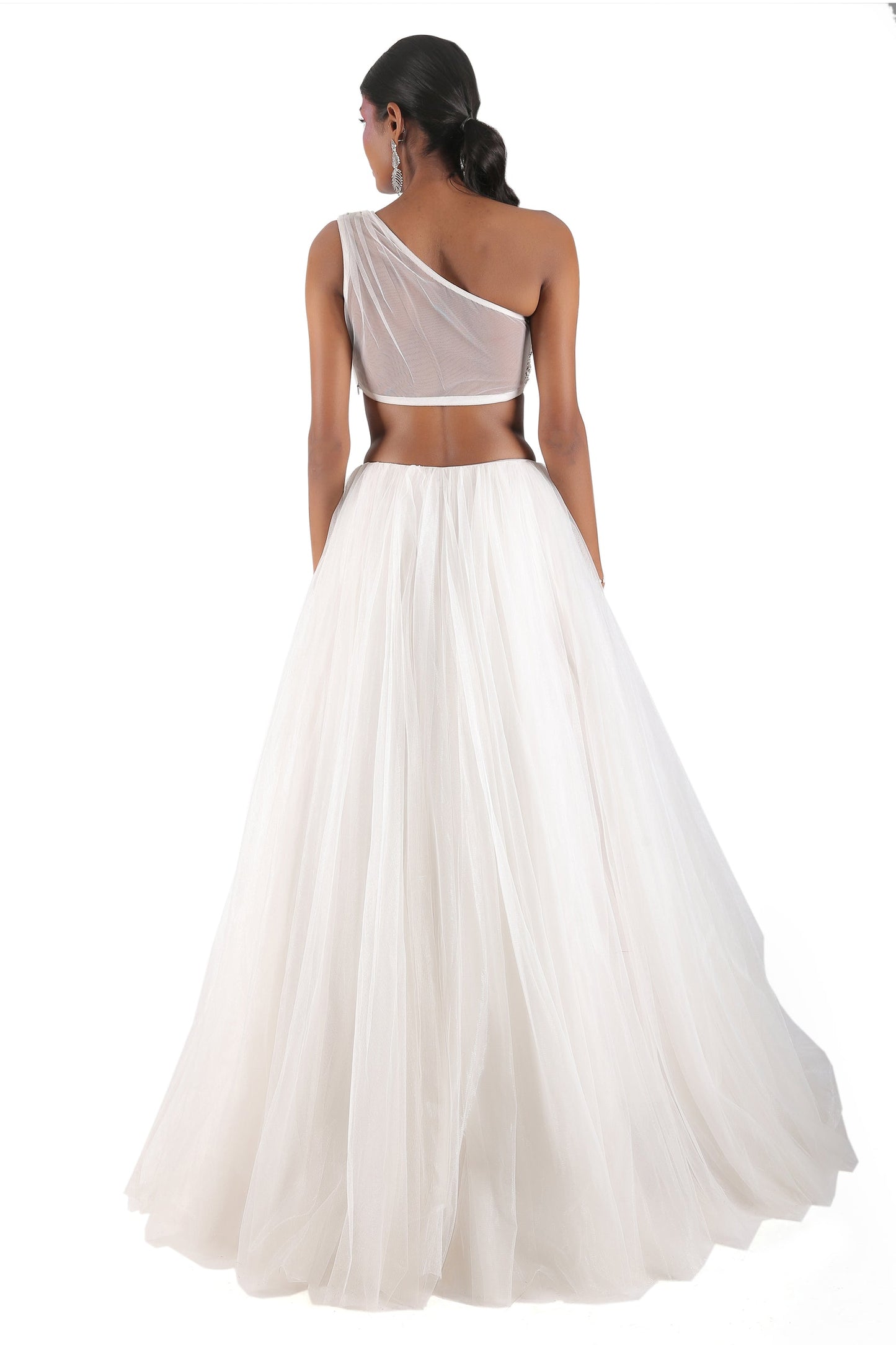 White tulle skirt set