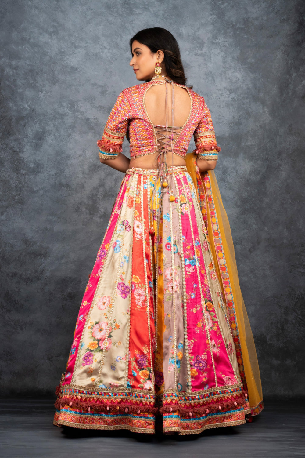 Multicolour soft silk printed lehenga choli
