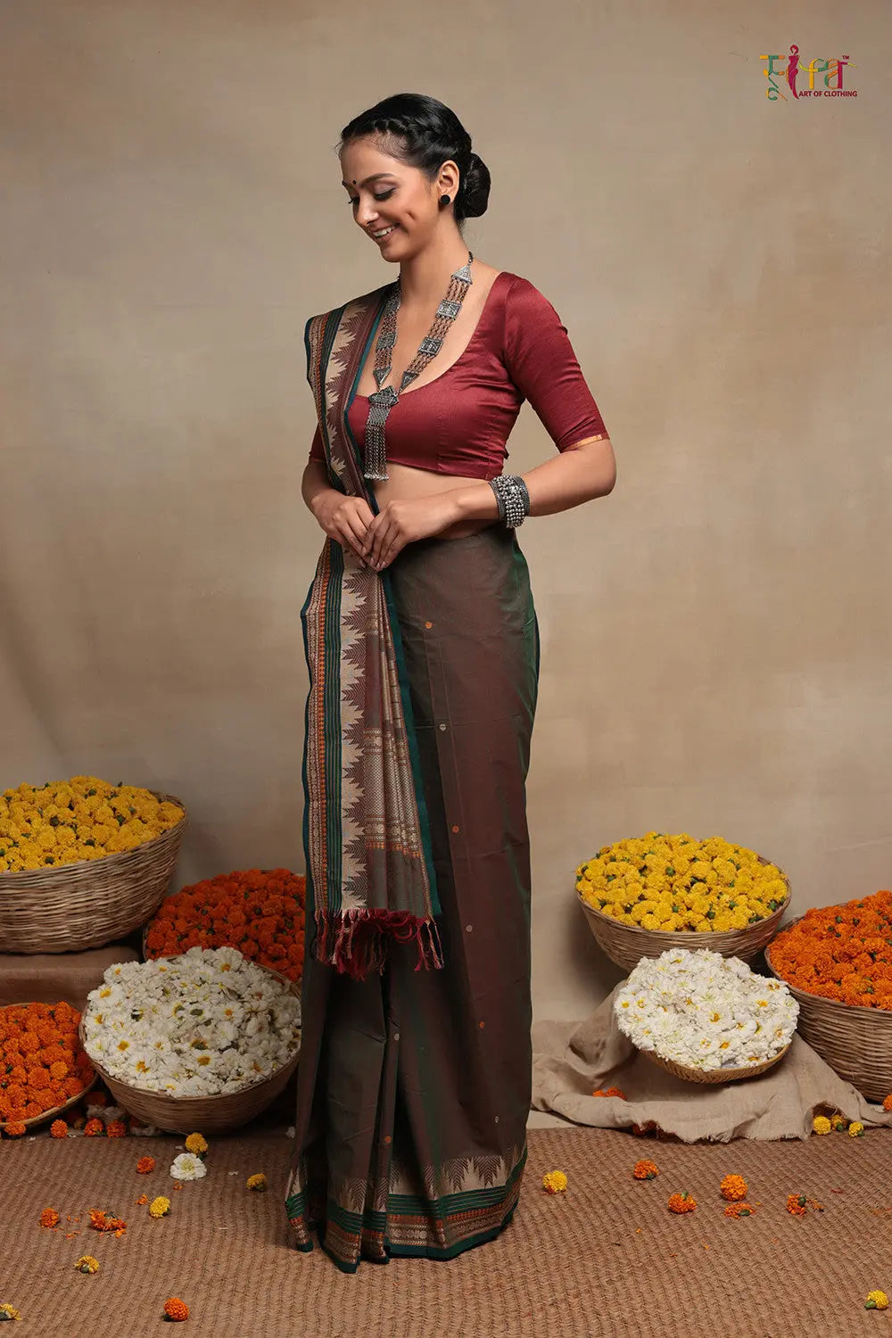 Green Handloom Pure Cotton Kanchi Saree