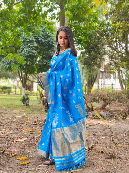 Kavya Blue Silk Handloom saree