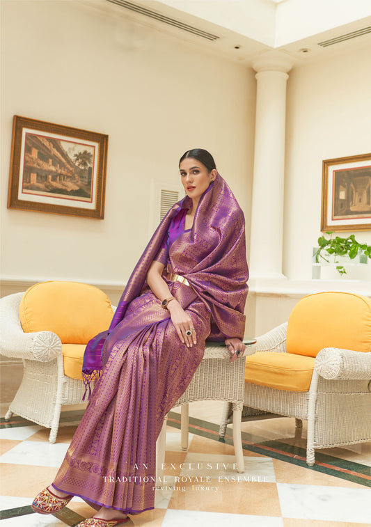 Purple Kishika Silk Sequins Saree