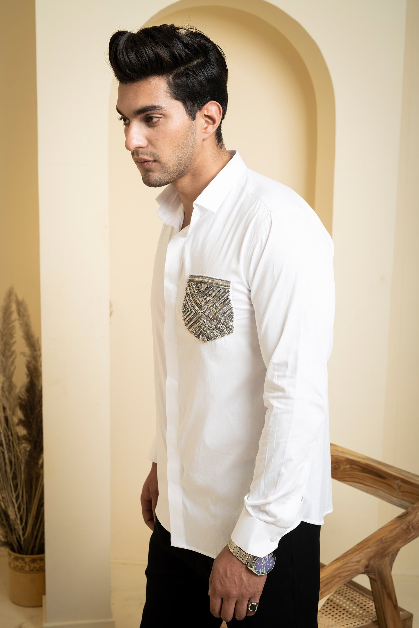White Giza Cotton Elnor Festive Shirt