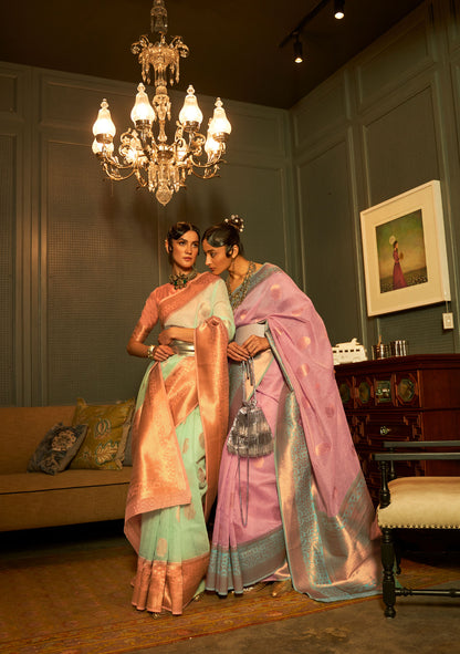 Green Keith Linen Zari woven Saree