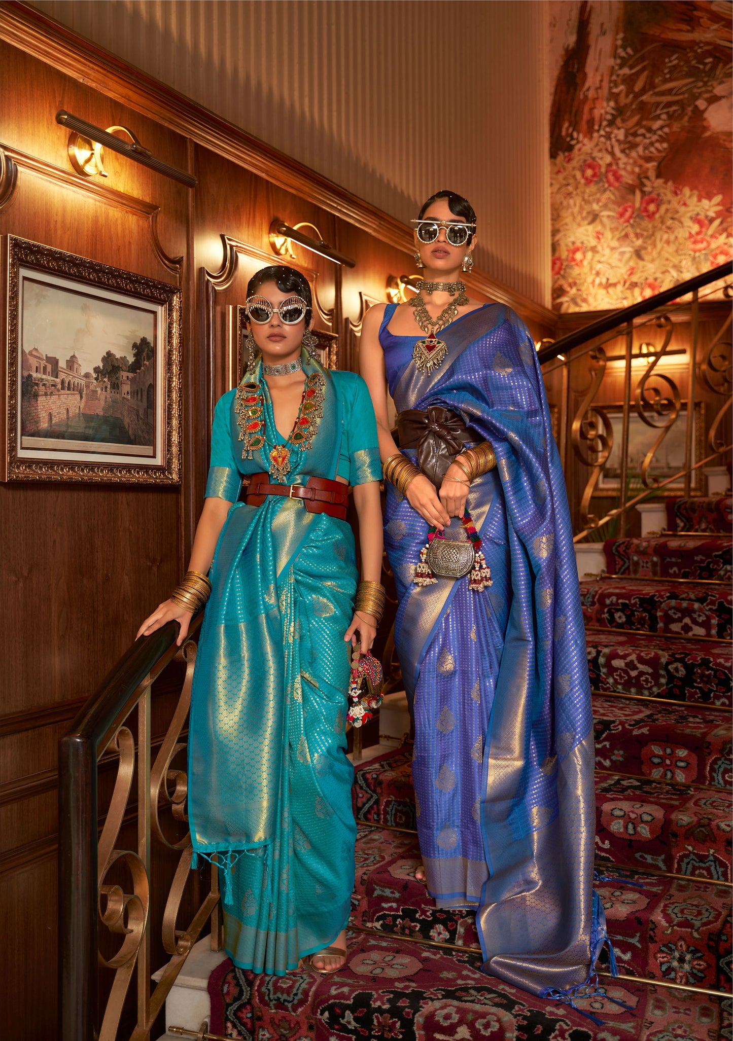 Teal Green Kurina Silk Nylon Chinnon Saree