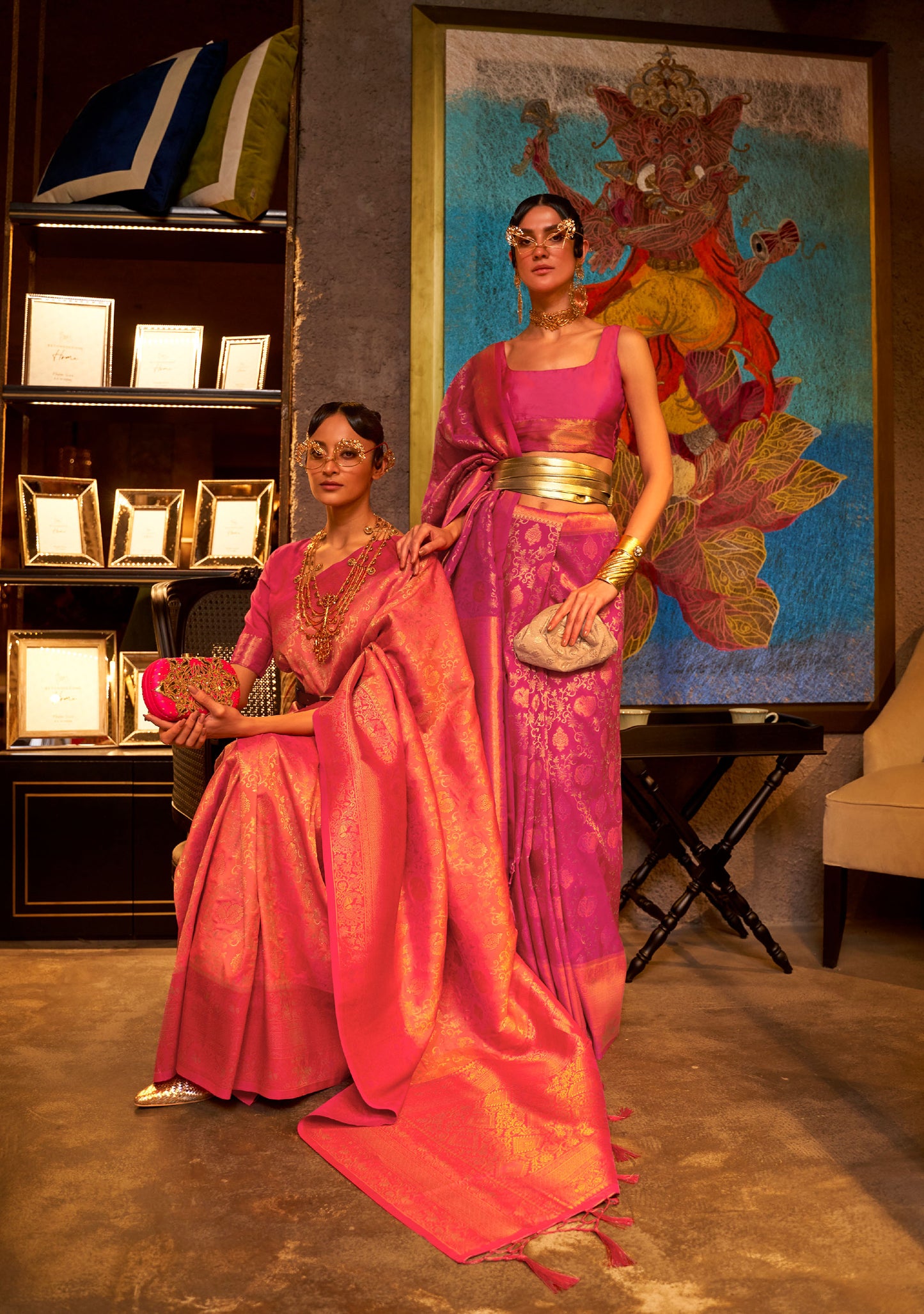 Peach Karzoe Silk Pure Chaap Handloom Saree