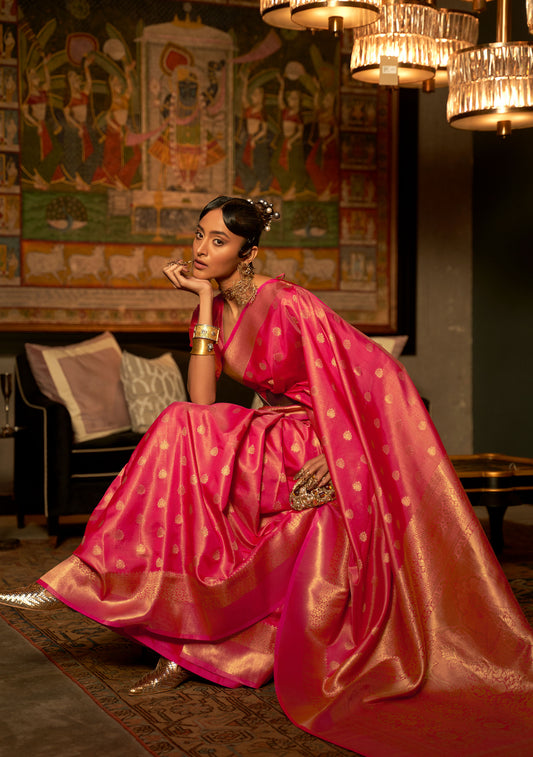 Pink Karnaaz Silk Zari Woven Saree