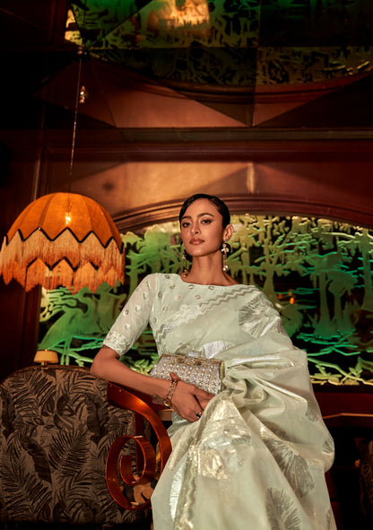 Green Krown Silk Modal Zari woven saree