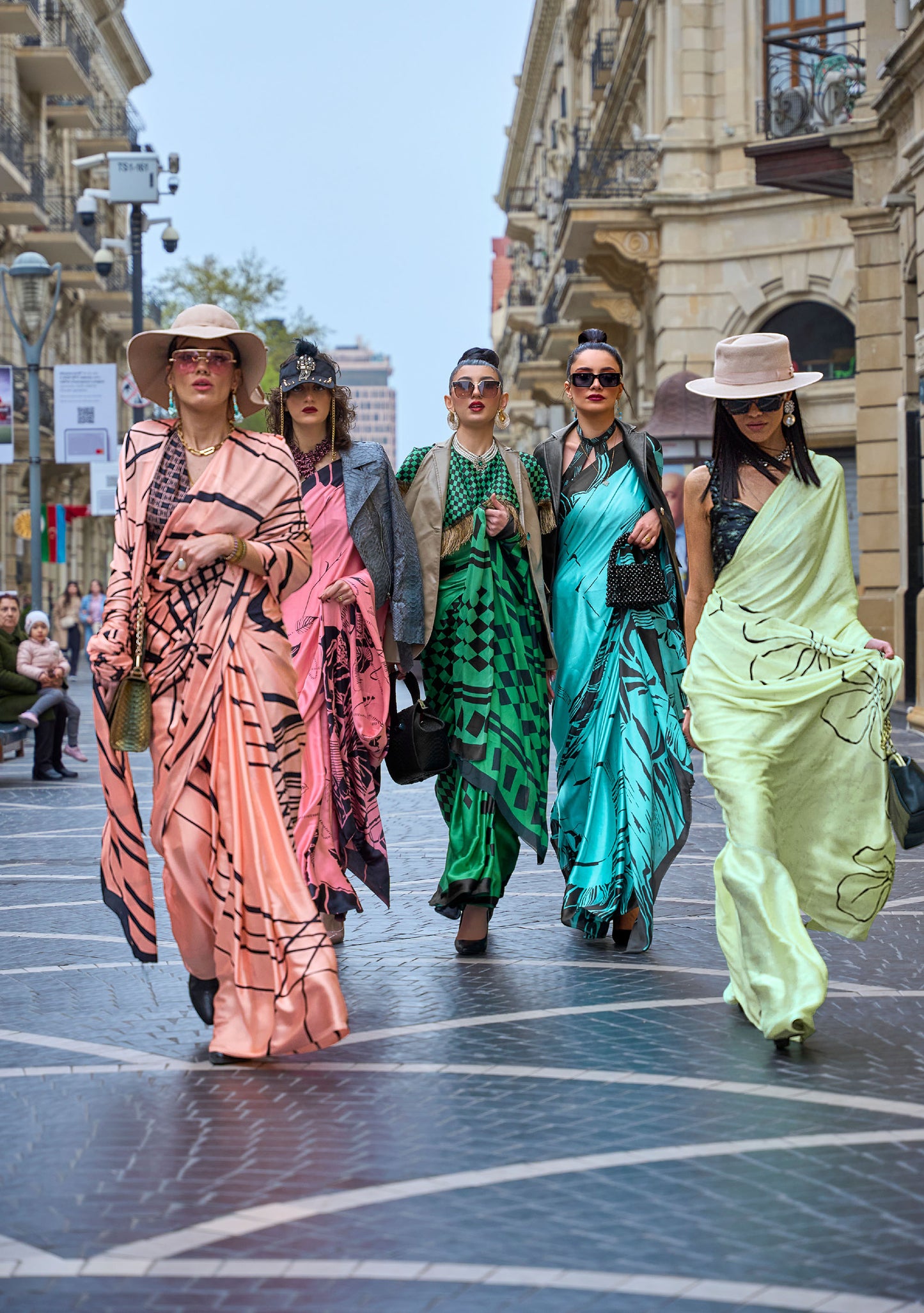 Orange Klutch Japan Satin Print Saree