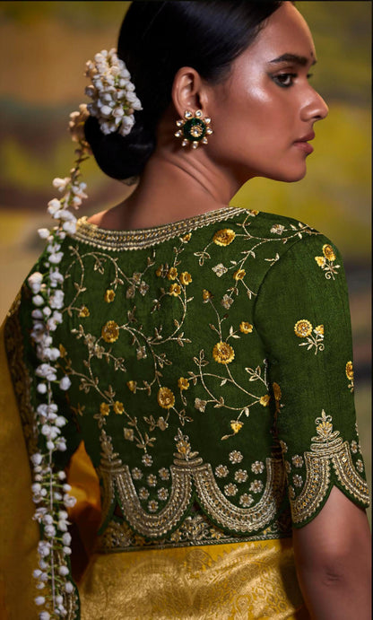 Yellow Dola Silk Sequins embroidered Parnika Festive Saree