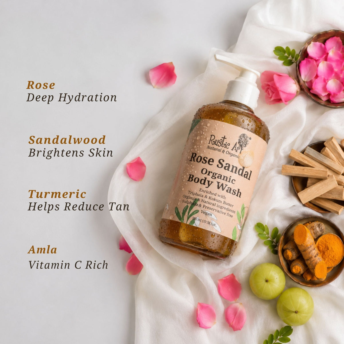 Rose Sandal Body Wash (300ml)