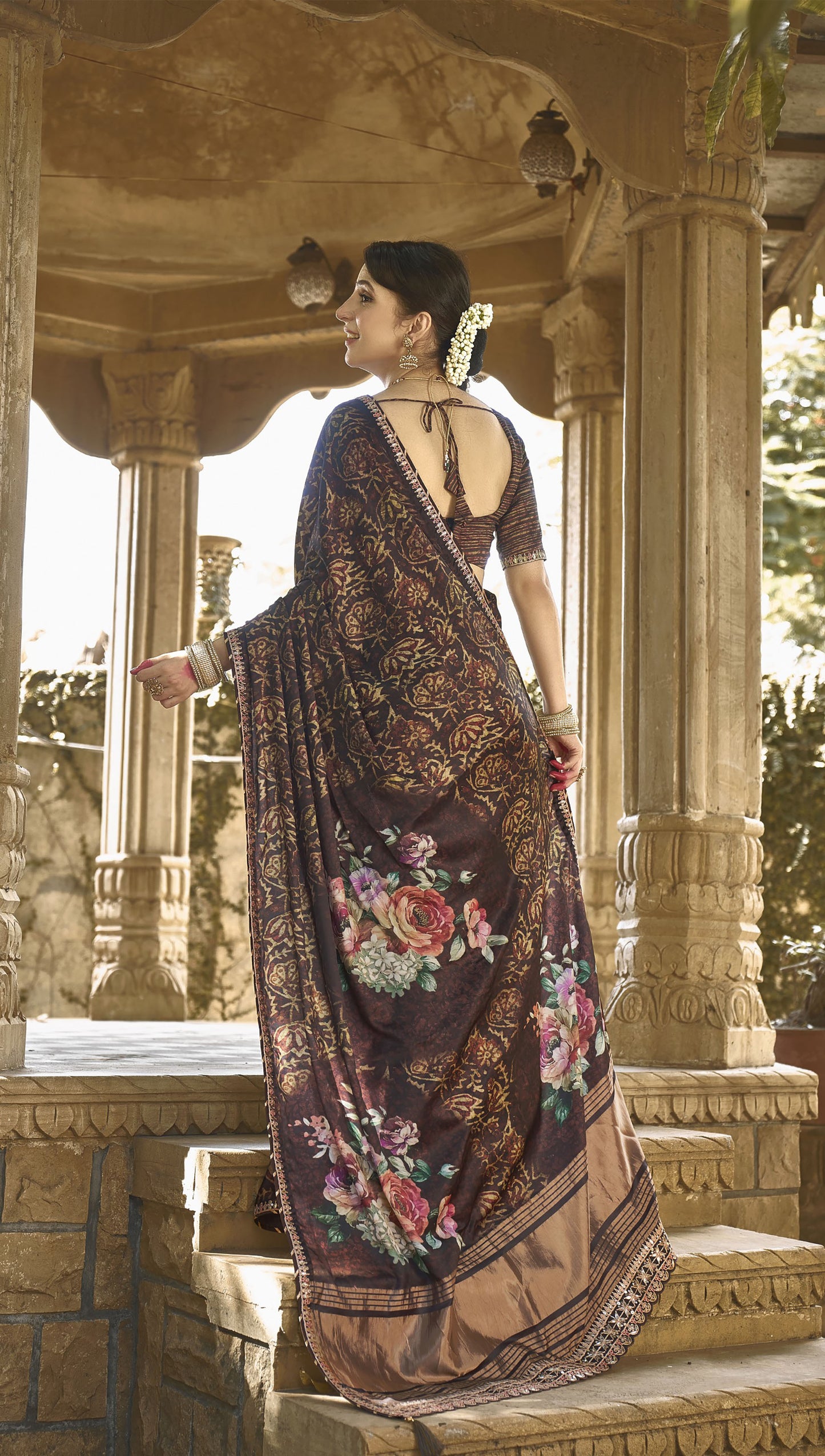 Brown Gaji Silk Gota with Minakari Work Saree