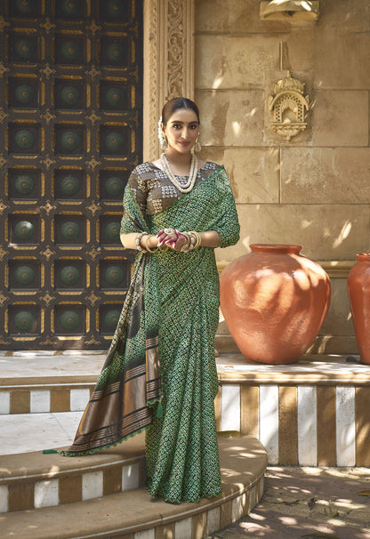 Green Gajji Silk Hand Work Saree