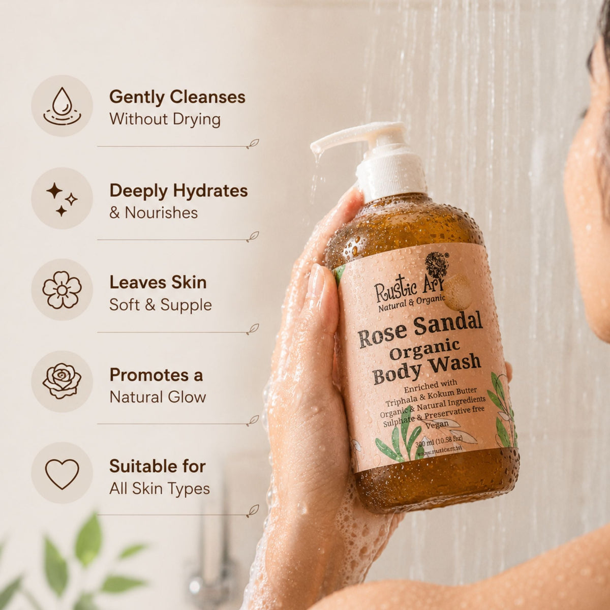 Rose Sandal Body Wash (300ml)