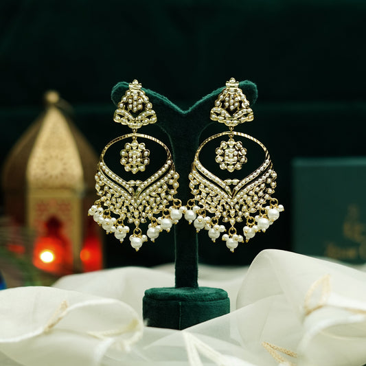 Damini Sona Moti Polki Earrings
