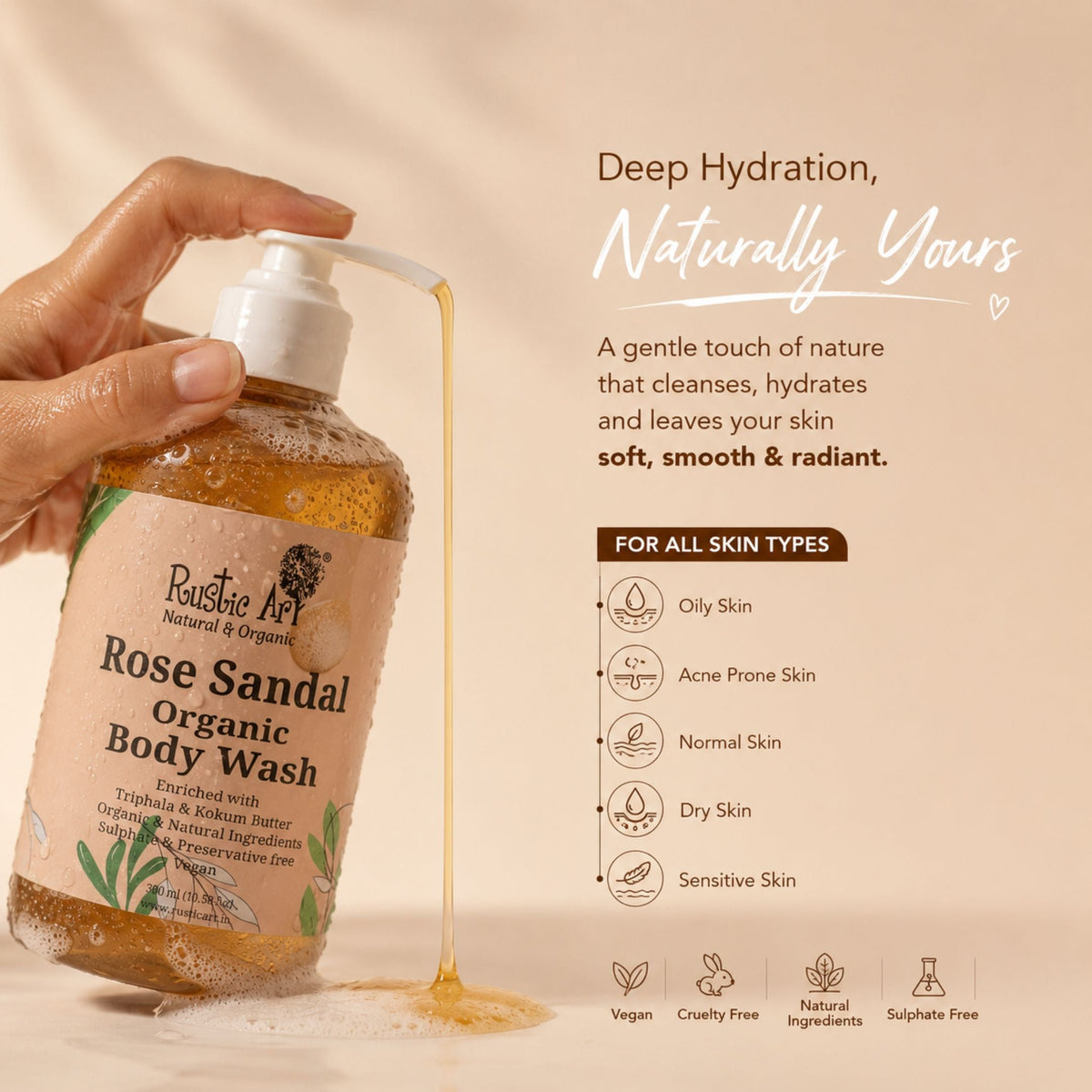 Rose Sandal Body Wash (300ml)