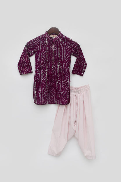 Purple Bandhaj Kurta with Salwar