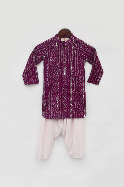 Purple Bandhaj Kurta with Salwar