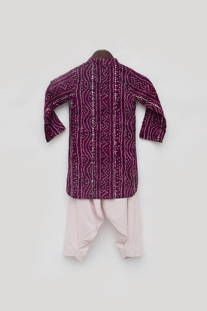 Purple Bandhaj Kurta with Salwar