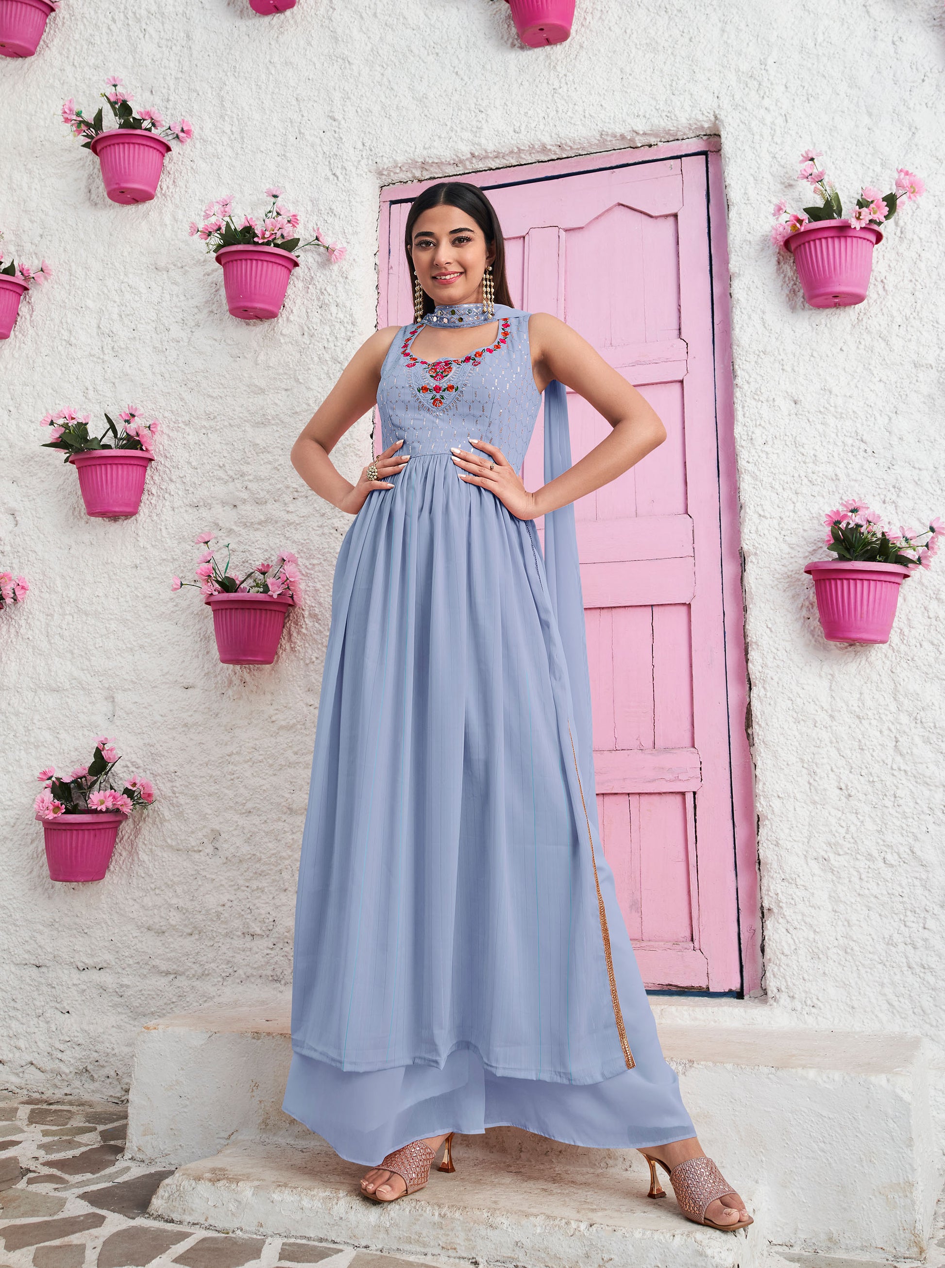 blue and pink wedding guest dress Blue & Pink Ombr Maxi Dress - Wedding Guest Dress by Revolve