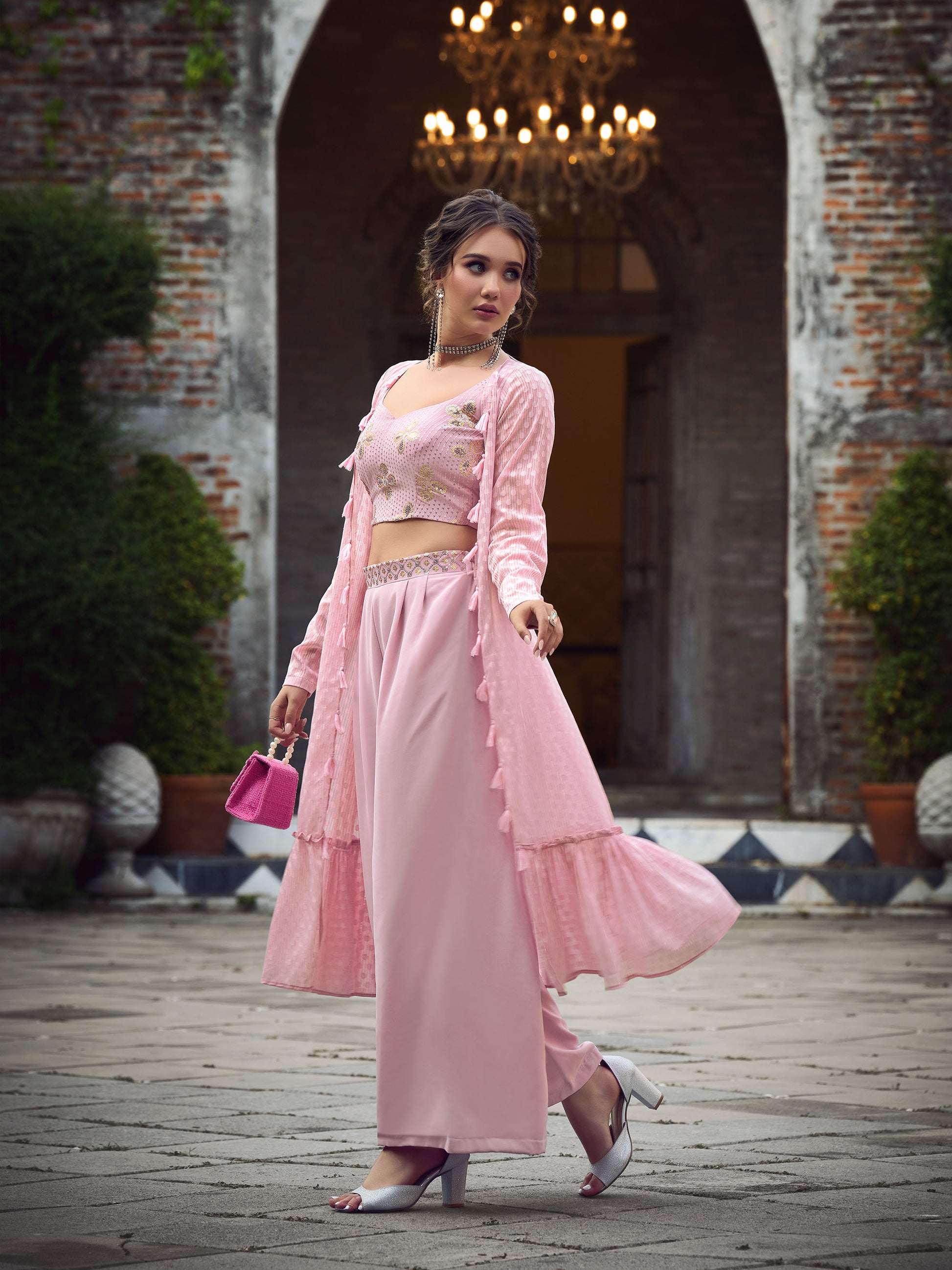 Party Wear Crop Top Dress Party Wear Plazo Crop Top Dress Party