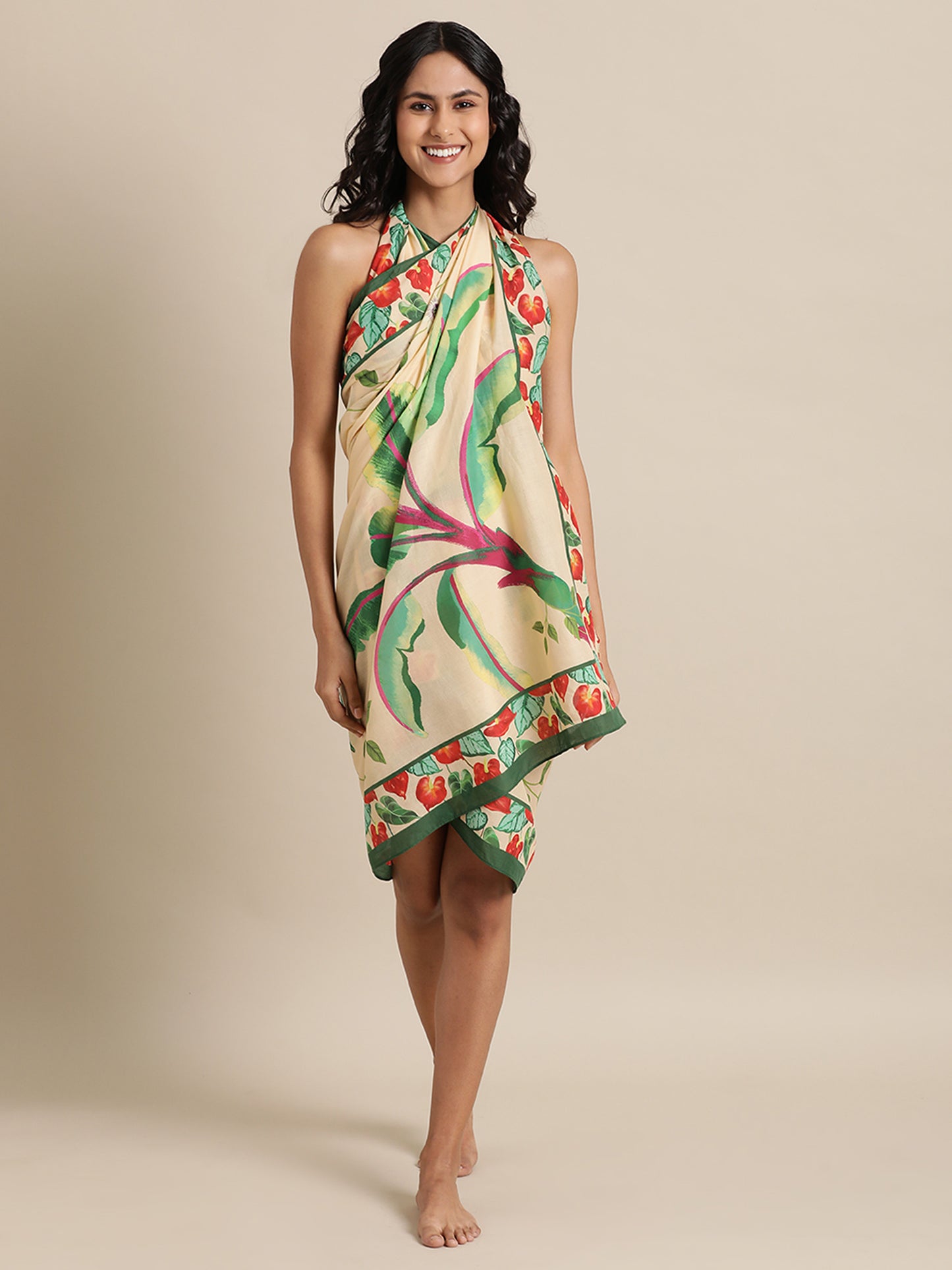 Ivory Oasis Sarong in Cotton Mull