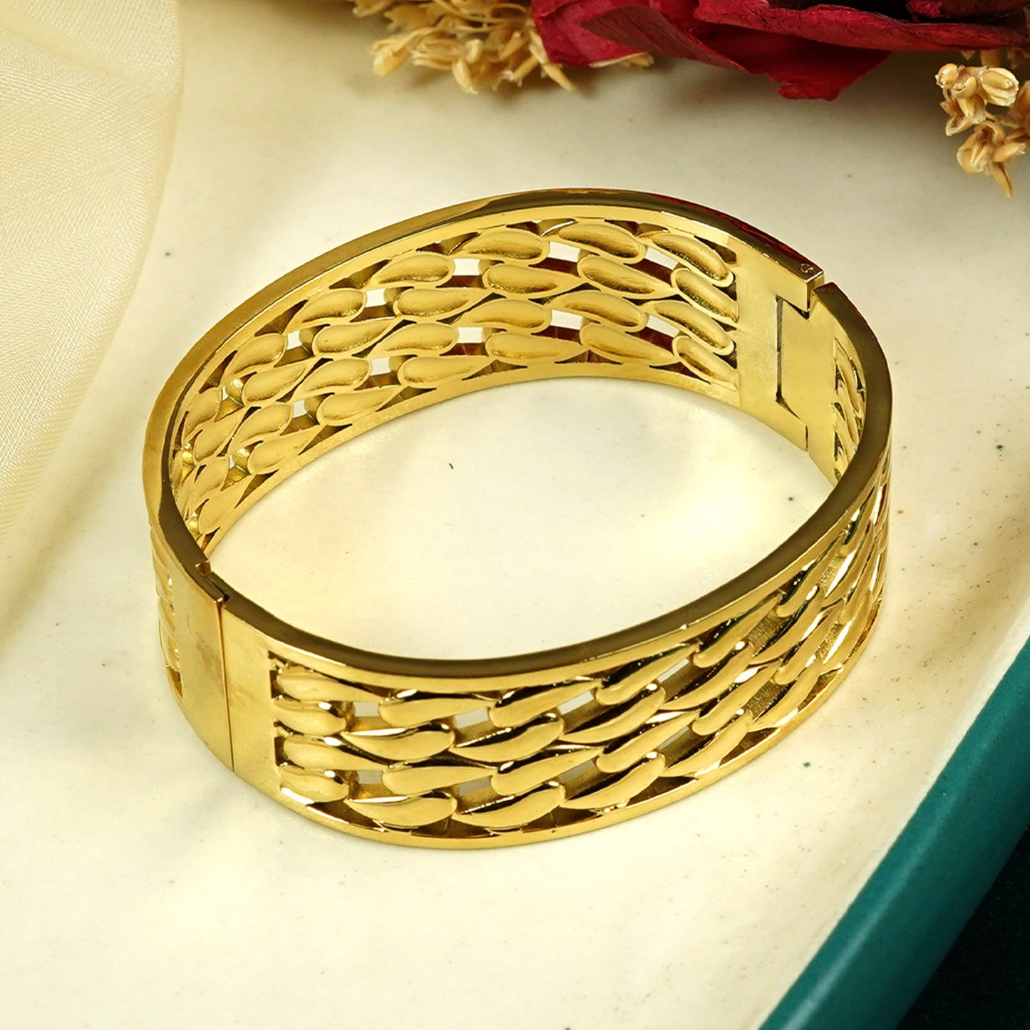 Zevar Club Gold Tone Stainless Steel Link Design Waterproof Bracelet for Women