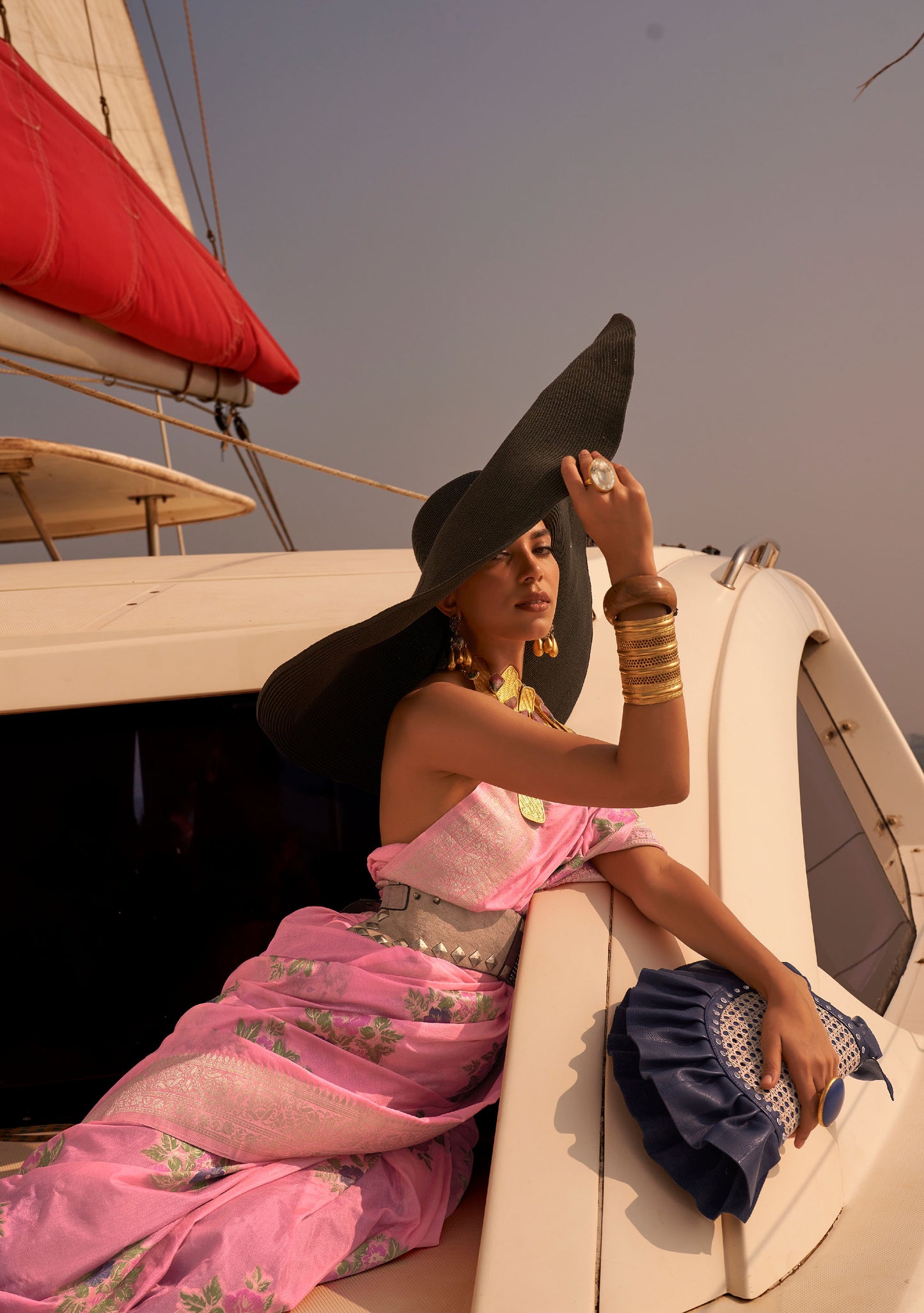 Pink Khibaa Silk Chinnon Nylon Handloom Saree