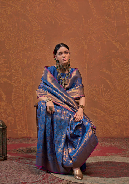 Royal Blue Kaala Ruby Handloom Silk Saree