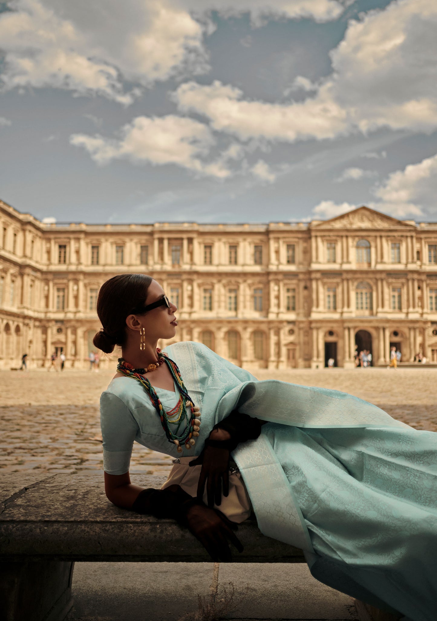 Light Green Kavinci Silk Pure Satin Handloom saree