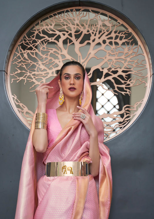 Pink Khitaab Silk Handloom Saree