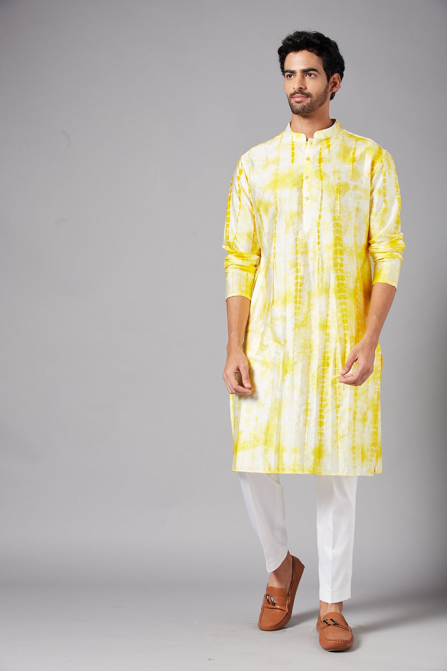 Yellow Raw Silk Bandhani Festive ( only Kurta )