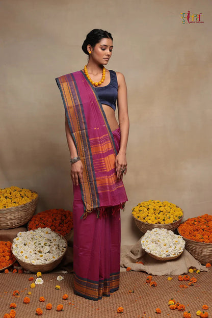 Pink Handloom Kanchi Cotton Saree