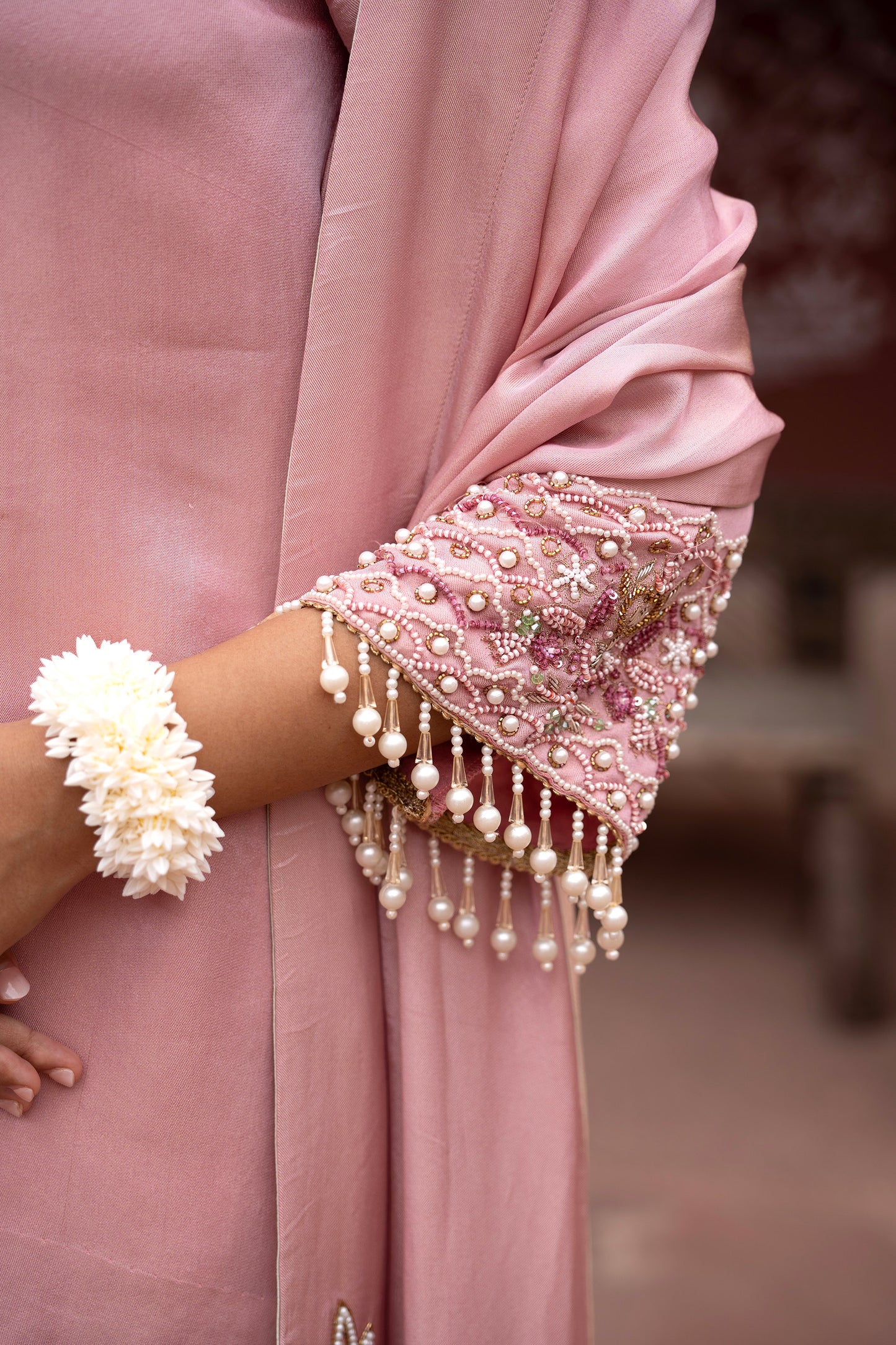 Noor Gulabi Hand-Embroidered Dhoti Set