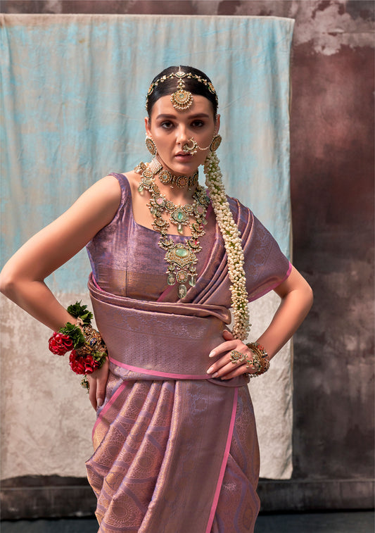 Lavender Kaala Savoy Handloom Silk Saree